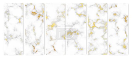Téléchargez les illustrations : Fond texture marbre doré. Ensemble de six fonds abstraits de pierre de granit de marbre. Illustration vectorielle - en licence libre de droit