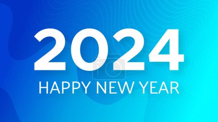 Illustration for 2024 Happy New Year background.  Modern greeting banner template with white 2024 New Year numbers on blue abstract background with lines. Vector illustration - Royalty Free Image