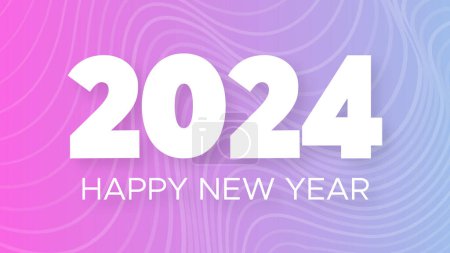 Illustration for 2024 Happy New Year background.  Modern greeting banner template with white 2024 New Year numbers on violet abstract background with lines. Vector illustration - Royalty Free Image