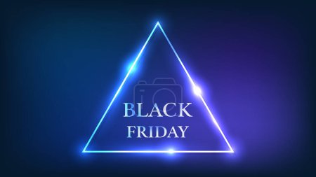 Illustration for Black Friday inscription in neon triangular frame with shining effects. Vector illustration - Royalty Free Image