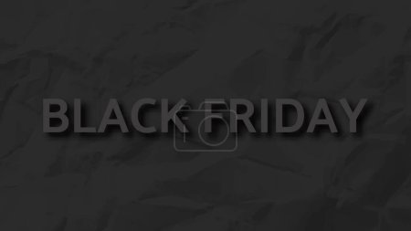 Téléchargez les illustrations : Black Friday inscription sombre avec ombre sur papier froissé noir. Illustration vectorielle - en licence libre de droit