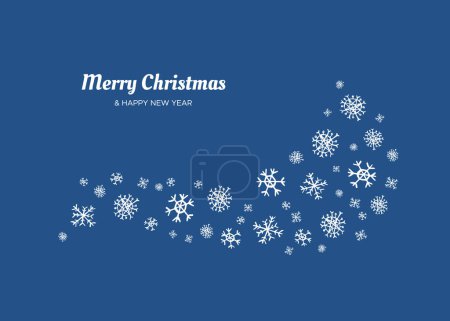 Téléchargez les illustrations : Joyeux Noël et bonne année toile de fond avec des flocons de neige blancs. Fond de vacances pour carte de voeux de Noël sur fond bleu. Illustration vectorielle - en licence libre de droit