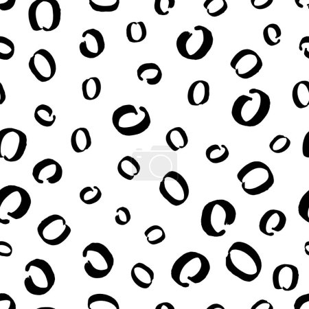 Téléchargez les illustrations : Modèle sans couture avec croquis noir brosse dessinée à la main gribouillis cercles forme sur fond blanc. Texture grunge abstraite. Illustration vectorielle - en licence libre de droit