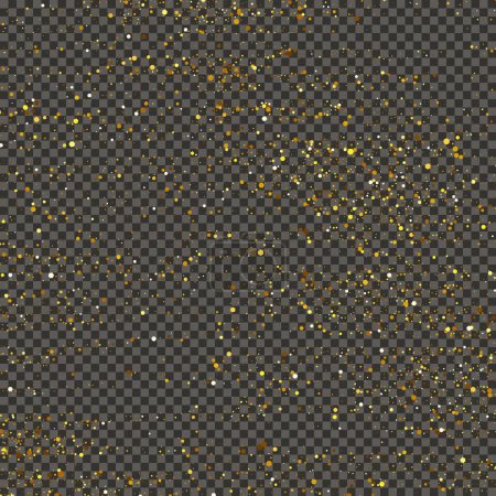 Ilustración de Polvo brillante dorado sobre un fondo gris transparente. Polvo con efecto brillo dorado y espacio vacío para su texto. Ilustración vectorial - Imagen libre de derechos
