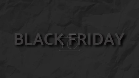 Illustration for Black Friday dark inscription with shadow on black crumpled paper. Vector illustration - Royalty Free Image
