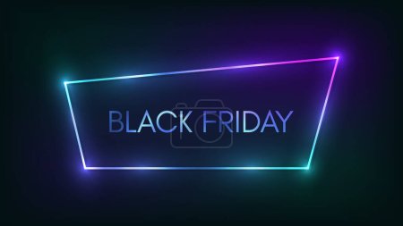 Illustration for Black Friday inscription in neon frame with shining effects. Vector illustration - Royalty Free Image