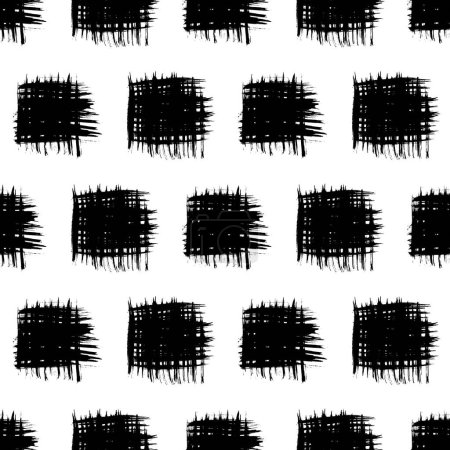 Illustration for Seamless pattern with black brush stroke in square form on white background. Vector illustration - Royalty Free Image