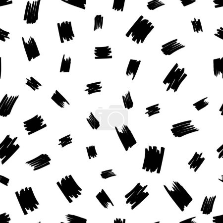 Ilustración de Patrón sin costuras con garabatos marcador negro sobre fondo blanco. Ilustración vectorial - Imagen libre de derechos