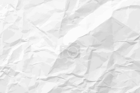 Illustration for White clean crumpled paper background. Horizontal crumpled empty paper template for posters and banners. Vector illustration - Royalty Free Image