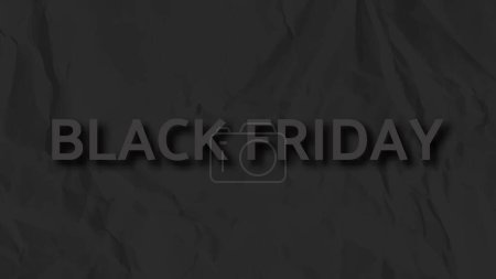 Ilustración de Black Friday inscripción oscura con sombra sobre papel arrugado negro. Ilustración vectorial - Imagen libre de derechos