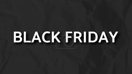 Illustration for Black Friday white inscription with shadow on black crumpled paper. Vector illustration - Royalty Free Image