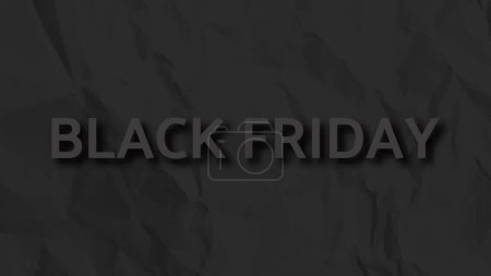 Téléchargez les illustrations : Black Friday inscription sombre avec ombre sur papier froissé noir. Illustration vectorielle - en licence libre de droit