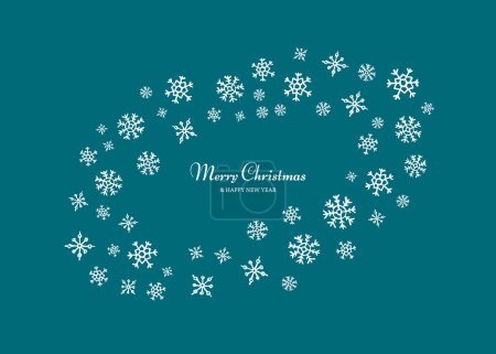 Illustration for Merry Christmas and Happy New Year backdrop with white snowflakes. Holidays background for Christmas greeting card on blue background. Vector illustration - Royalty Free Image