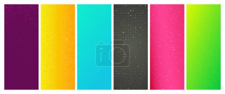 Illustration for Set of six abstract gradient geometric backgrounds with squares. Pixel backgrounds with empty space. Vector illustration - Royalty Free Image