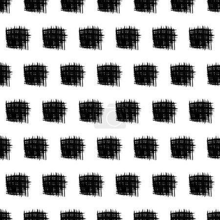 Ilustración de Patrón sin costuras con trazo de pincel negro en forma cuadrada sobre fondo blanco. Ilustración vectorial - Imagen libre de derechos