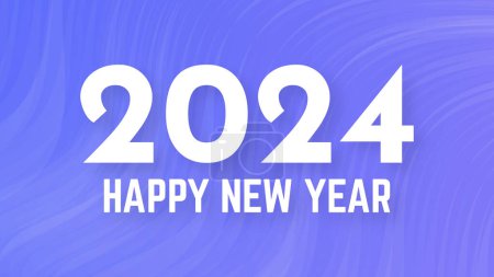 Illustration for 2024 Happy New Year background.  Modern greeting banner template with white 2024 New Year numbers on blue abstract background with lines. Vector illustration - Royalty Free Image