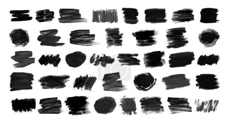 Illustration for Big set of black hand drawn ink stains. Ink spots isolated on white background. Vector illustration - Royalty Free Image