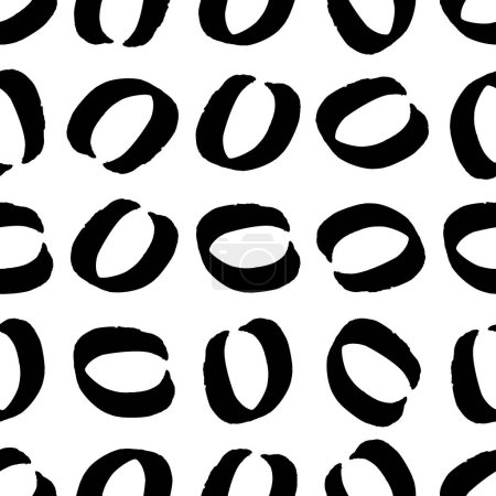 Téléchargez les illustrations : Modèle sans couture avec croquis noir brosse dessinée à la main gribouillis cercles forme sur fond blanc. Texture grunge abstraite. Illustration vectorielle - en licence libre de droit