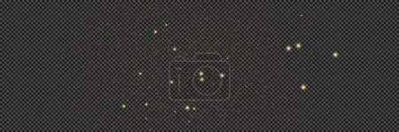 Ilustración de Polvo dorado brillante con estrellas sobre un fondo gris transparente. Polvo con efecto brillo dorado y espacio vacío para su texto. Ilustración vectorial - Imagen libre de derechos