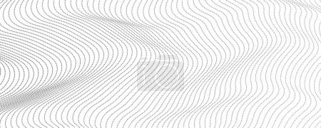 Téléchargez les illustrations : Fond monochrome demi-teinte avec des points fluides. Texture abstraite vague noir et blanc. Illustration vectorielle - en licence libre de droit