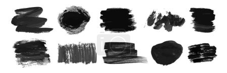 Ilustración de Conjunto de manchas de tinta dibujadas a mano negra. Manchas de tinta aisladas sobre fondo blanco. Ilustración vectorial - Imagen libre de derechos