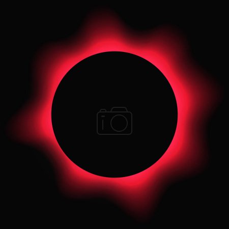 Ilustración de Circle illuminate frame with gradient. Red round neon banner isolated on black background. Vector illustration - Imagen libre de derechos