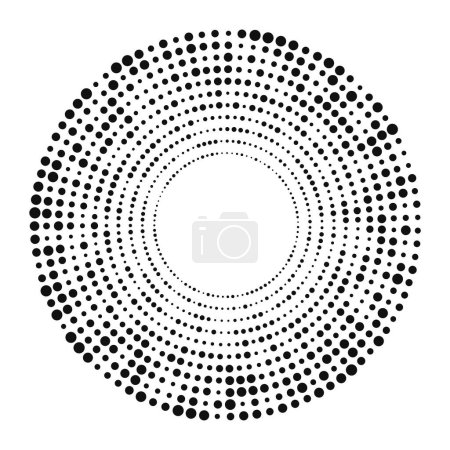 Téléchargez les illustrations : Résumé fond pointillé noir demi-teinte en forme de cercle. Encerclez les points demi-tons. Illustration vectorielle - en licence libre de droit