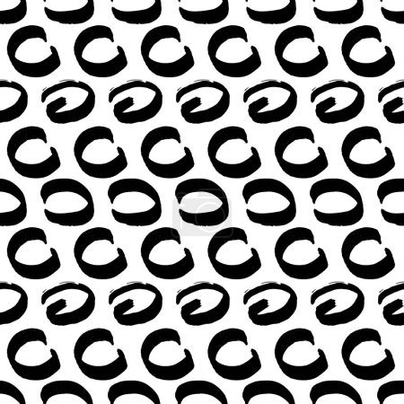 Ilustración de Patrón sin costura con boceto negro dibujado a mano círculo garabato forma sobre fondo blanco. Textura grunge abstracta. Ilustración vectorial - Imagen libre de derechos