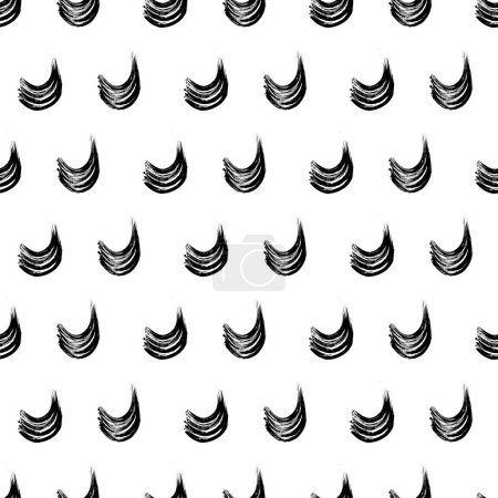 Illustration for Seamless pattern with black wavy grunge brush strokes in abstract shapes on white background. Vector illustration - Royalty Free Image