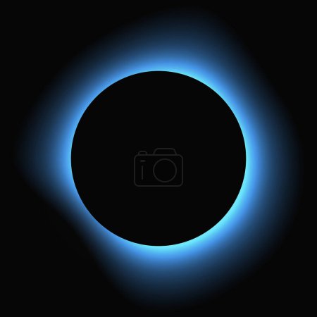 Téléchargez les illustrations : Circle illuminate frame with gradient. Blue round neon banner isolated on black background. Vector illustration - en licence libre de droit
