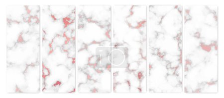 Illustration for Rose gold marble texture background. Set of six abstract backdrops of marble granite stone. Vector illustration - Royalty Free Image