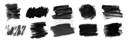 Illustration for Set of black hand drawn ink stains. Ink spots isolated on white background. Vector illustration - Royalty Free Image