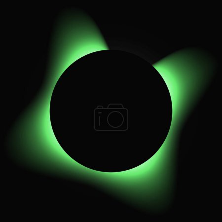 Illustration for Circle illuminate frame with gradient. Green round neon banner isolated on black background. Vector illustration - Royalty Free Image
