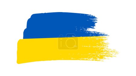 Illustration for Ukrainian national flag in grunge style. Painted with a brush stroke flag of Ukraine. Vector illustration - Royalty Free Image