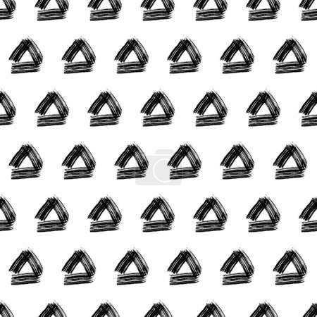 Ilustración de Patrón sin costuras con pinceladas de grunge negro en forma de triángulo sobre fondo blanco. Ilustración vectorial - Imagen libre de derechos