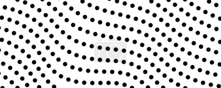 Illustration for Halftone monochrome background with flowing dots. Abstract wave black and white texture. Vector illustration - Royalty Free Image