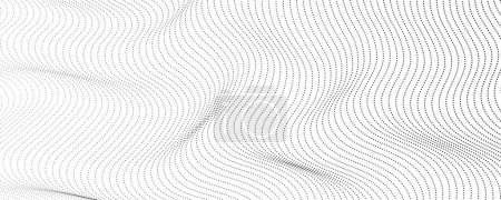 Téléchargez les illustrations : Fond monochrome demi-teinte avec des points fluides. Texture abstraite vague noir et blanc. Illustration vectorielle - en licence libre de droit