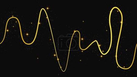 Ilustración de Oro brillante onda confeti y polvo de estrellas. Fondo con destellos mágicos dorados sobre fondo oscuro. Ilustración vectorial - Imagen libre de derechos