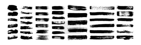 Illustration for Black grunge brush strokes. Set of painted ink stripes. Ink spot isolated on white background. Vector illustration - Royalty Free Image