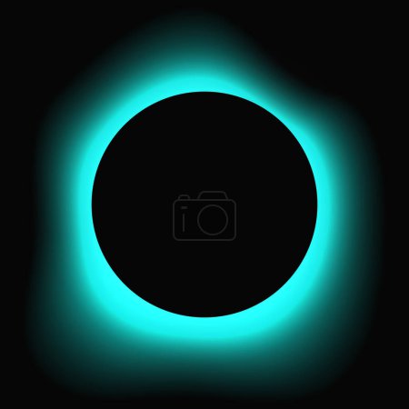 Circle illuminate frame with gradient. Blue round neon banner isolated on black background. Vector illustration