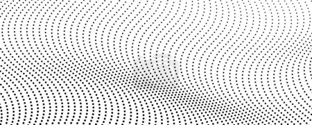 Fond monochrome demi-teinte avec des points fluides. Texture abstraite vague noir et blanc. Illustration vectorielle