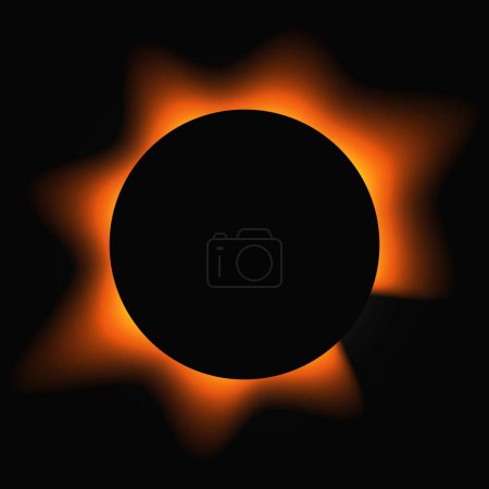 Ilustración de Circle illuminate frame with gradient. Orange round neon banner isolated on black background. Vector illustration - Imagen libre de derechos