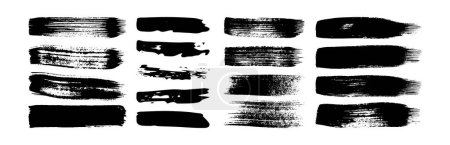 Ilustración de Pinceladas grunge negras. Conjunto de rayas de tinta pintadas. Mancha de tinta aislada sobre fondo blanco. Ilustración vectorial - Imagen libre de derechos