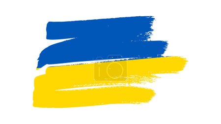 Téléchargez les illustrations : Drapeau national ukrainien en style grunge. Peint avec un drapeau de coup de pinceau de l'Ukraine. Illustration vectorielle - en licence libre de droit