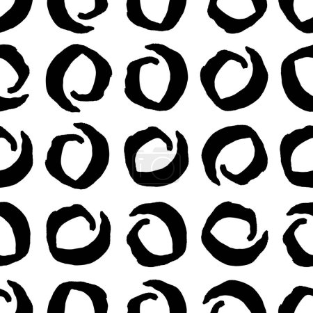 Foto de Patrón sin costura con boceto negro dibujado a mano círculo garabato forma sobre fondo blanco. Textura grunge abstracta. Ilustración vectorial - Imagen libre de derechos