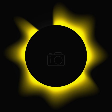 Ilustración de Circle illuminate frame with gradient. Yellow round neon banner isolated on black background. Vector illustration - Imagen libre de derechos