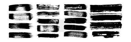 Ilustración de Pinceladas grunge negras. Conjunto de rayas de tinta pintadas. Mancha de tinta aislada sobre fondo blanco. Ilustración vectorial - Imagen libre de derechos