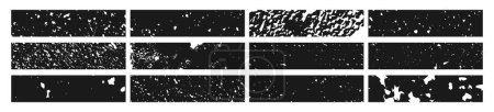 Téléchargez les illustrations : Ensemble de bannière grunge noire. Blancs granuleux abstraits en forme de rectangle sur fond blanc. Illustration vectorielle - en licence libre de droit