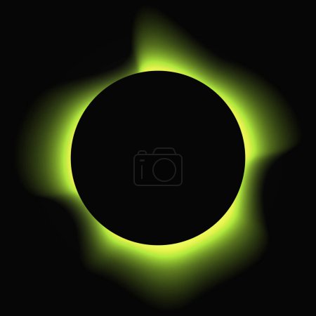 Ilustración de Circle illuminate frame with gradient. Green round neon banner isolated on black background. Vector illustration - Imagen libre de derechos