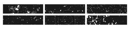 Téléchargez les illustrations : Ensemble de bannière grunge noire. Blancs granuleux abstraits en forme de rectangle sur fond blanc. Illustration vectorielle - en licence libre de droit